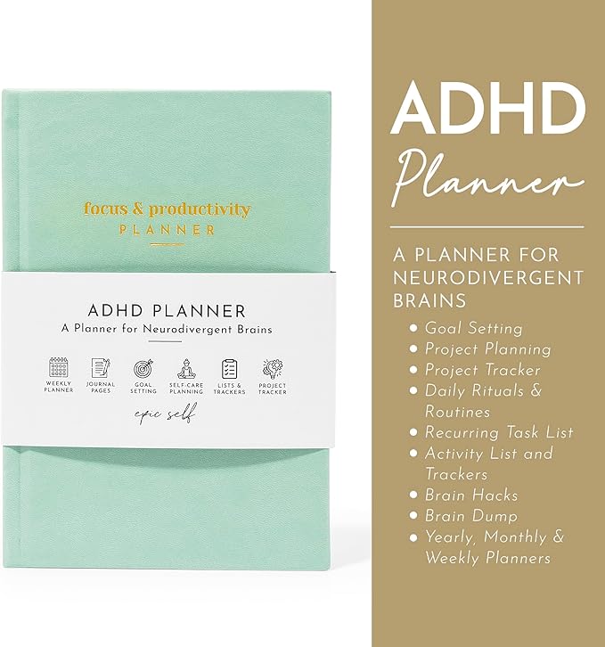 ADHD Planner for Adults: Boost Focus and Productivity - Organize, Set Goals, and Manage Time - Ideal Gift for Men and Women with ADHD