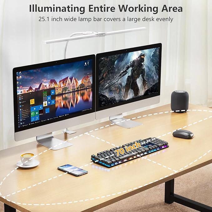 EppieBasic LED Double Head Architect Lamps, Extra Bright Workbench Office Lighting, Eye Protection Modern Desk Light for Monitor Working Reading White 1200LM
