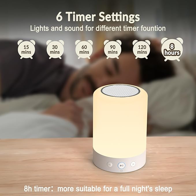 Kipcush Night Light White Noise Sound Machine, Max 8H Timer, 20 Soothing Sleep Sounds. Portable Design for Bedroom, Office, Nursery, Travel, Up to 8 Hours Battery Life