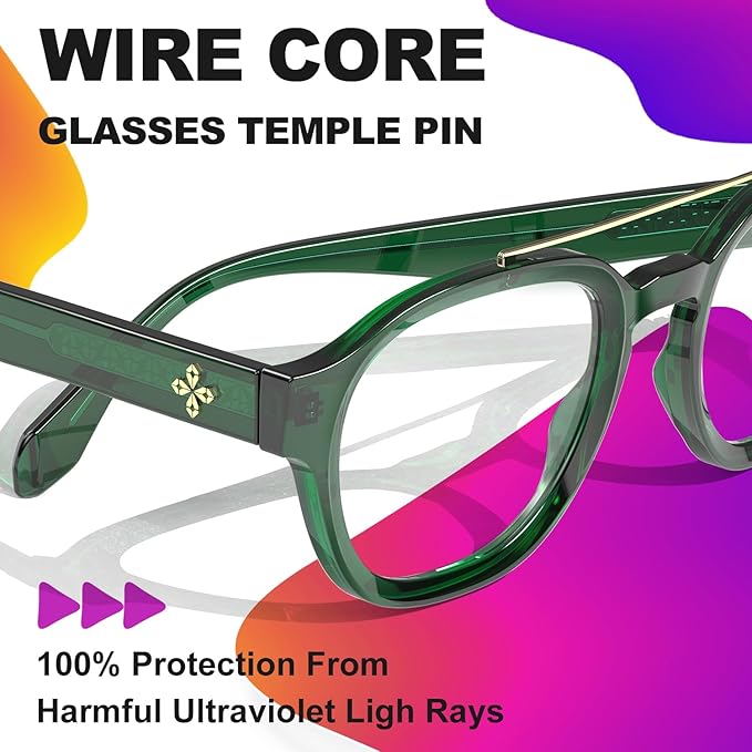 VISOONE Retro Round Anti Eyestrain Metal Medium Eyewear Blue Light Blocking Glasses for Computer Gaming Women Man SANFORD