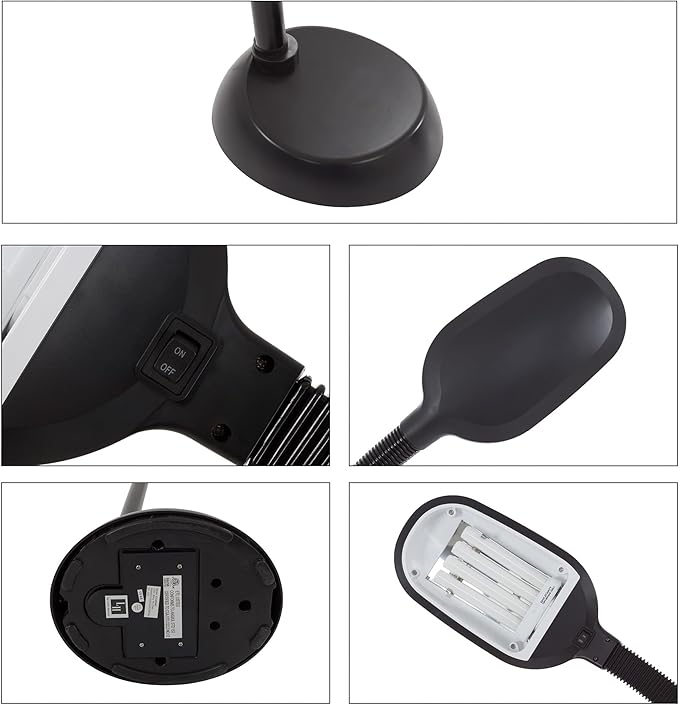 Lavish Home Adjustable Floor Lamp - Full Spectrum Natural Sunlight Lamp with Bendable Neck for Reading, Craft, Studying, and Esthetician Light - (Black)