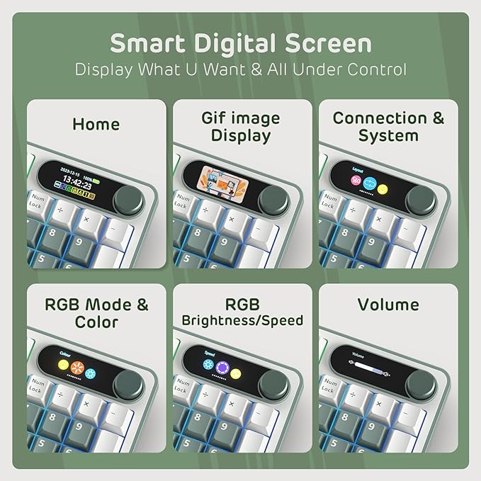 RK ROYAL KLUDGE S98 Mechanical Keyboard w/Smart Display & Knob, Top Mount 96% Wireless Mechanical Keyboard BT/2.4G/USB-C, Hot Swappable, Software Support, Creamy Sounding, 98 Keys