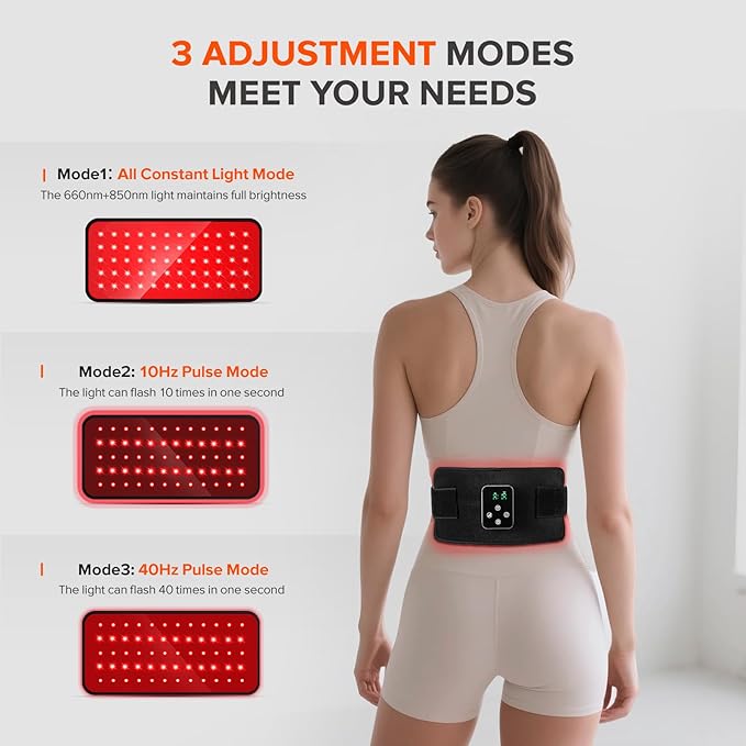 Cordless Red Light Therapy Belt, 3000mAh Battery Rechargeable Magnetic LED Screen Controller, Portable & Cordless, 12.4" * 5.7" Cordless Infrared Red Light Therapy for Body Back Knee Leg Pain Relief