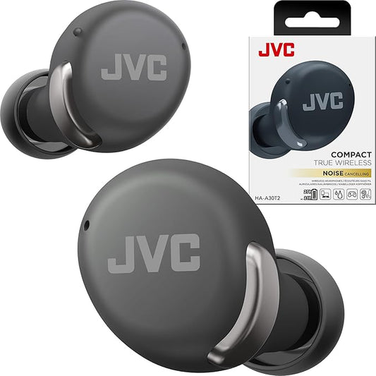 JVC True Wireless Compact Earbuds – Active Noise Cancelling - Bluetooth 5.3 Ear Buds Headphones for iPhone, Android - 27 Hr. Playback, Low Latency Mode - IPX4 Sweat/Rain Proof, Quick Charge Case, Mic