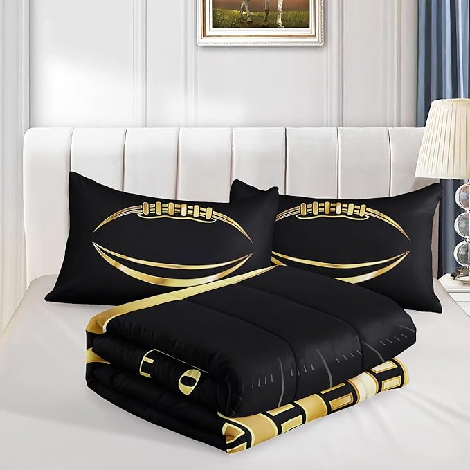 Queen Football Comforter Sets 6PCS, FootballBedding Set for Boys,Bed in a Bag with Flat Sheet and Fitted Sheet,Pillowcases,Cushions for Boys