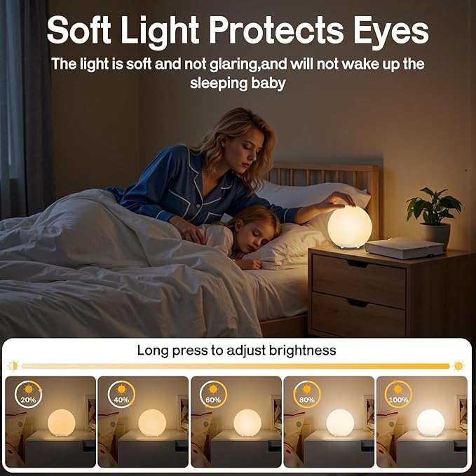 7-Color Changing Silicone Night Light for Kids, Touch Control with Timer & Dimmable, Rechargeable Portable Baby Night Lamp with 30/60 Mins Auto Off, Soft RGB Nursery Light for Bedside, Camping