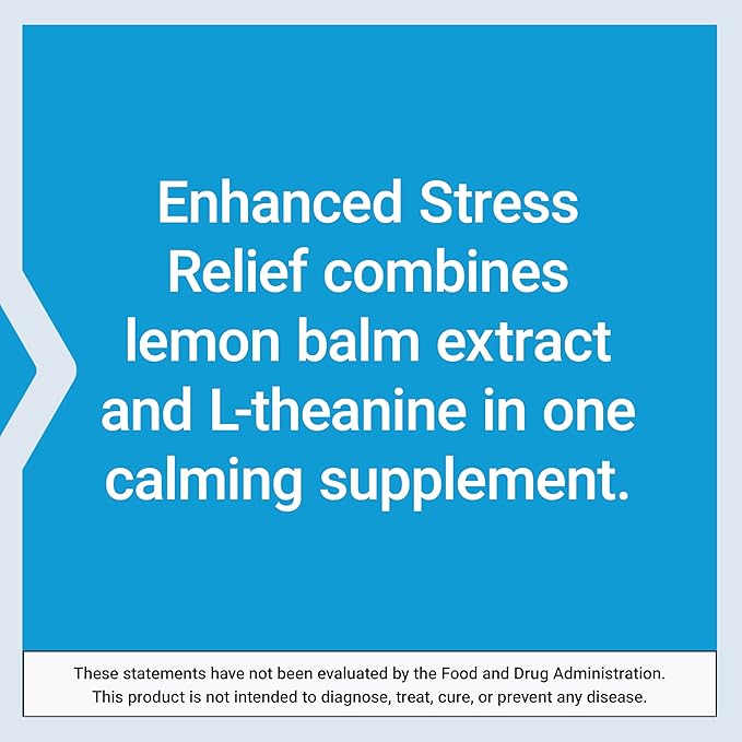 Life Extension Enhanced Stress Relief, Lemon Balm Extract, L-theanine, decompress with This Supplement for Stress, Gluten-Free, Non-GMO, Vegetarian, 30 Capsules
