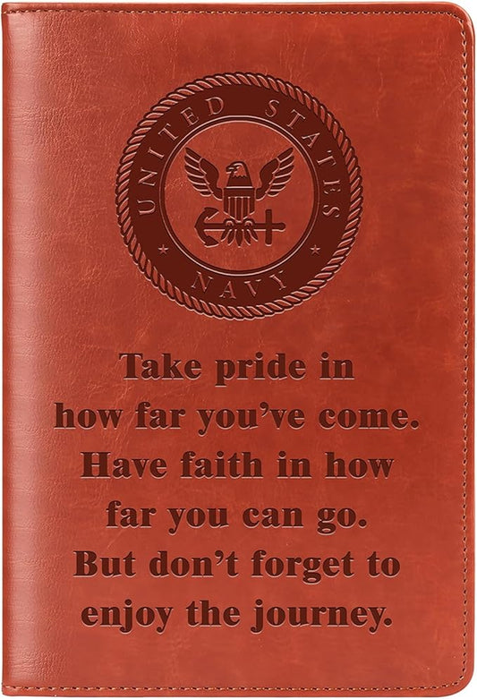 Navy Gift Navy Notebook Take Pride In How Far You’ve Come Lined Journal Notebook Military Faux Leather Journal Appreciation Gift Motivational Gift for Navy(Take pride-NAVY)