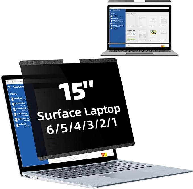 Mamol Magnetic Privacy Screen for 15 inch Surface Laptop 5/4/3/2/1, Removable Anti Spy Glare Blue Light Filter, Microsoft Surface Laptop Privacy Screen Protector 15 in