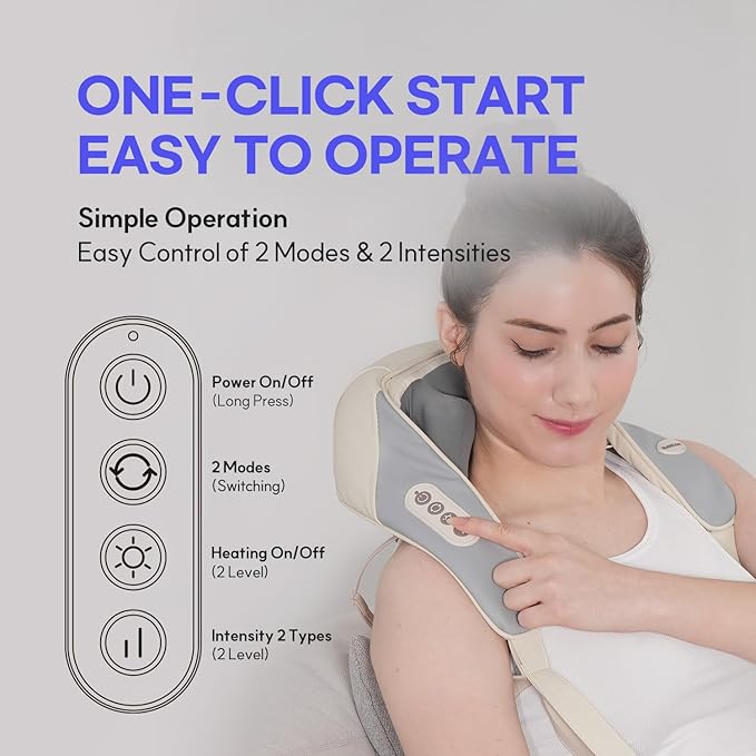 HuBDIC HubiCare Mini Neck Massager with Heat, Cordless Electric Massager for Neck and Shoulder, Upgarded 4D Deep Tissue Kneading, Deep Massage at Home for Pain Relief, Muscle Relaxation Gifts
