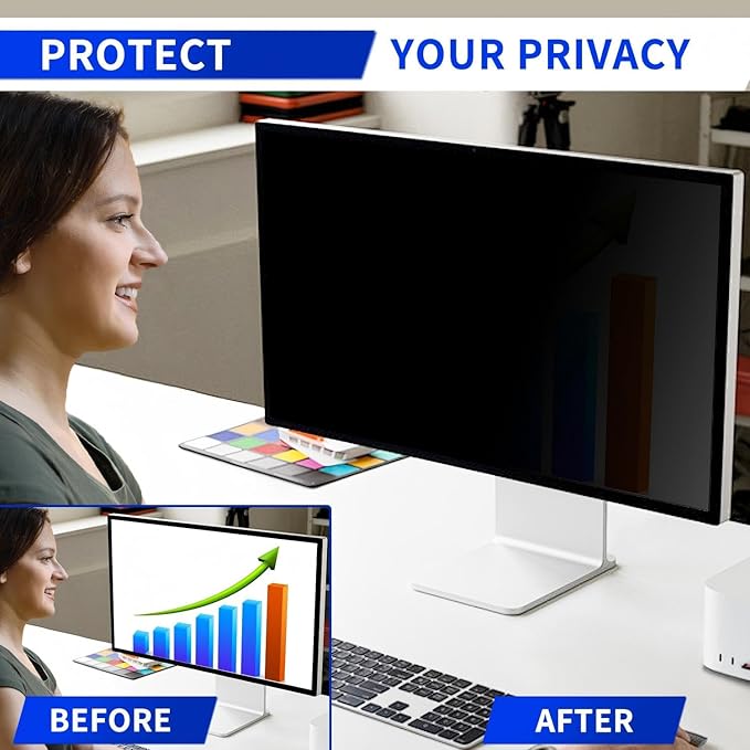 14" Computer Privacy Screen Filter for (16:09) Screen Monitor - Premium Anti-Glare Computer Screen Cover - Scratch Resistant - UV & Blue Light Screen Protector (Black-14)