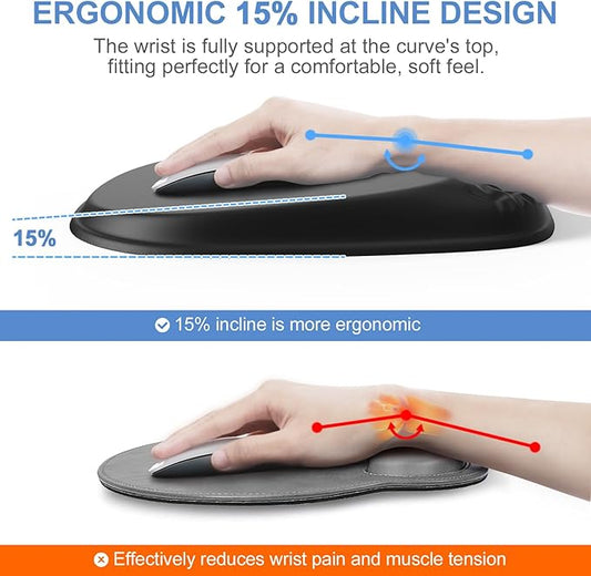 Mouse Pad with Wrist Rest, Comfortable Keyboard Wrist Rest, Memory Foam Wrist Rest for Computer Keyboard, Ergonomic Mouse Pad Set for Easy Typing & Pain Relief for Office Black