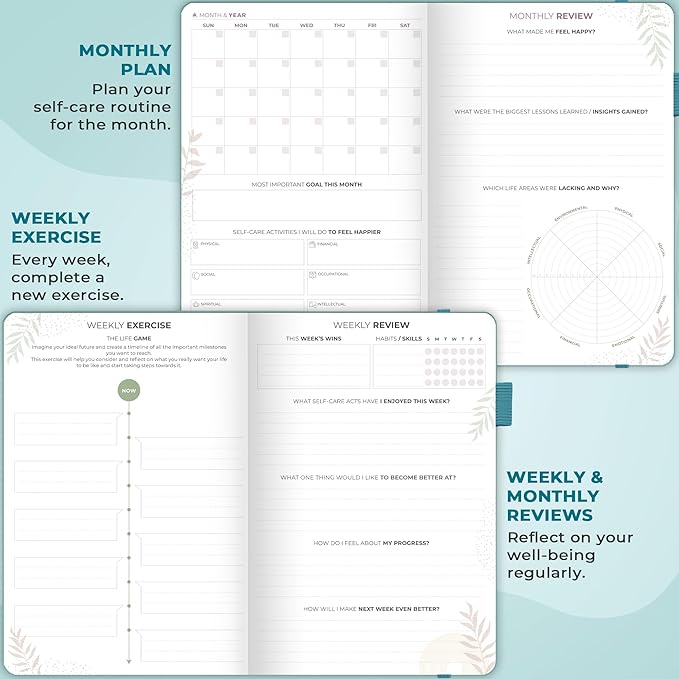 Clever Fox Self-Care Journal Premium – Daily Gratitude & Mental Health Notebook for Women – Reflection & Personal Development Journal (Aquamarine)
