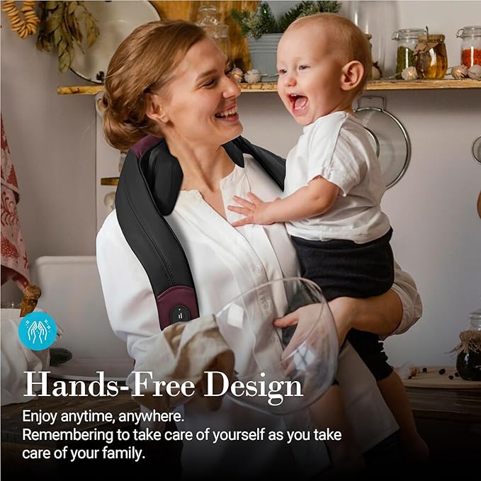 Shiatsu Neck Massager with Heat - Upgarded Kneading Massage for Muscle Relaxation,Cordless 4D Expert Neck Shoulder Massager for Pain Relief,Ideal Gift for Men,Women