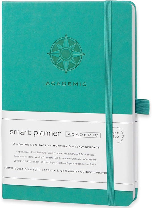 Smart Planner 2022 A5 Size 8.6 x 5.7 inches Undated Daily Planner for School - Student Planner for Maximizing Focus and Productivity (Light Green)