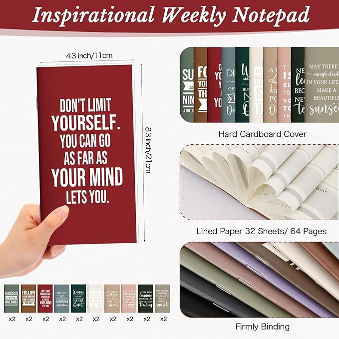 Spakon 20 Sets Christmas 2026-2027 Pocket Weekly Planners with Pens Inspirational Mini Daily Journal To Do List Goals Notepad Employee Appreciation Gift for Coworker Medical Assistant(Vibrant)