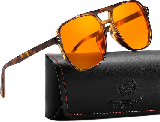 FEISEDY Amber Blue Light Glasses for Computer Gaming Anti Eyestrain Sleep Glasses G2835