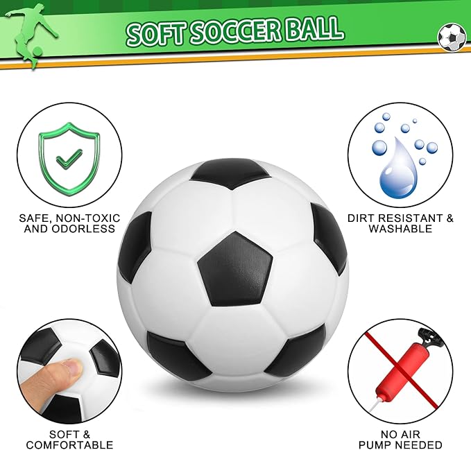 5 Inch Foam Mini Soccer Balls for Indoor Mini Soccer Hoops, Soft Squishy Soocer for Soccer Game Sets | Swimming Pool Balls Beach Balls Great Sport Gift for Adults & Kids Sensory Stress Balls 3 Pack