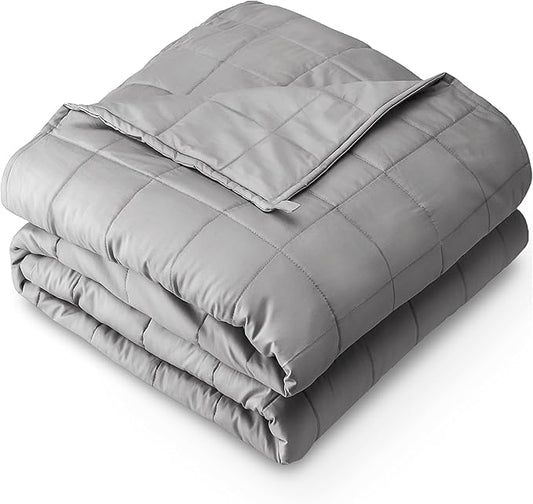 Bare Home Weighted Blanket All-Natural 100% Cotton with Nontoxic Glass Beads 40"x60" 10lbs, Light Grey