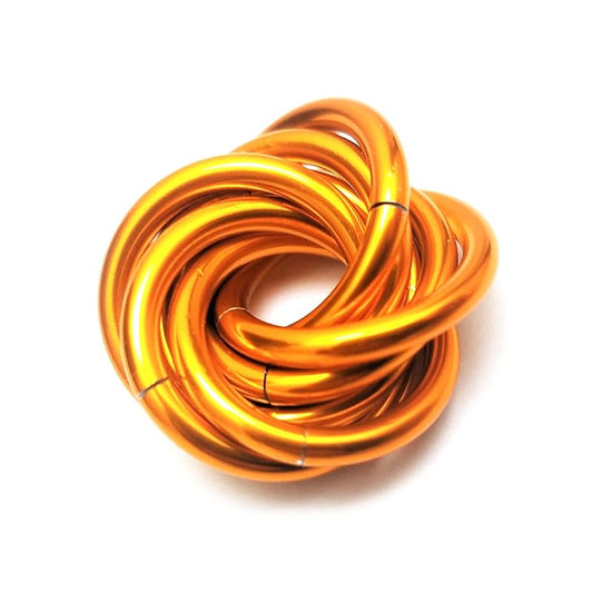 Möbii Fidget Ball (Solid Color): Quiet Mobius ADHD Anxiety Stim Stress Relief Toy Tool for Home Travel Office or Desk (Small, Half, Tangerine)