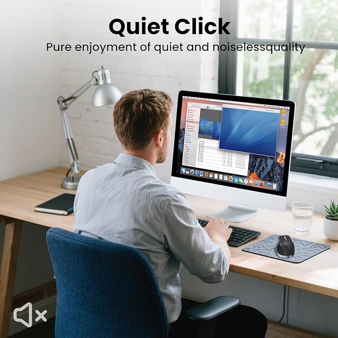 Wireless Bluetooth Mouse, Ergonomic Rechargeable Silent Mouse with Multi-Device, Adjustable DPI, Flying Scroll & Thumb Wheel, Bluetooth Mice for Laptop, Computer, Tablet, Smartphone (Black)