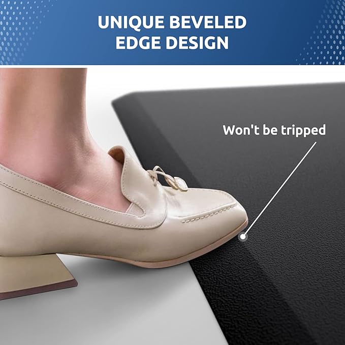 KitchenClouds Cushioned Anti Fatigue Kitchen Rug, 17.3"x39", Waterproof Non Slip, Standing Desk Mat, Comfort Floor Mat for Kitchen, House Sink, Office (Black)