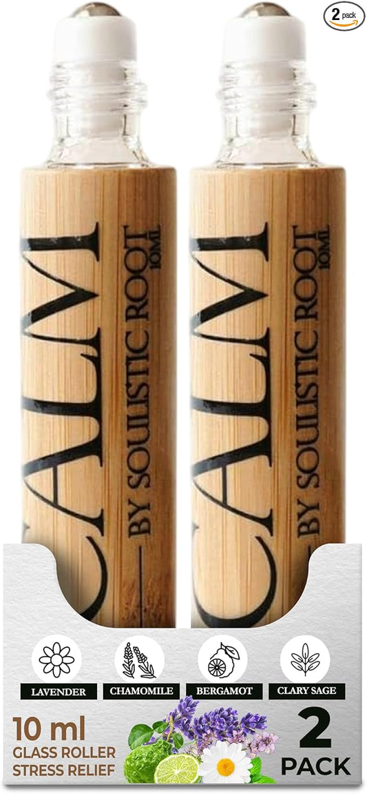 Calm Essential Oil Roller, Calm Essential Oil Roll On Blend, 10ml Glass Roller- Stress Relief, Essential Oil Blends, Aromatherapy Self Care Products for Women