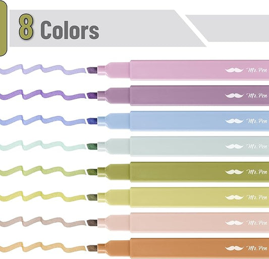 Mr. Pen- Aesthetic Highlighters, 8 Pack, Chisel Tip, Verdant Earth, Cute Highlighters Assorted Colors