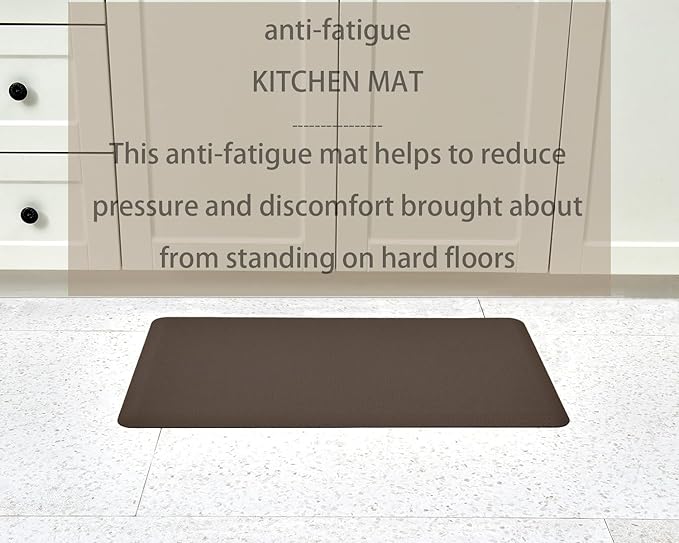 Anti Fatigue Kitchen Rugs Kitchen Mats for Floor,Cushioned Non-Slip Waterproof Washable Ergonomic Comfort Rug Standing Mat for Kitchen,Floor,Home,Office,Sink,Laundry,Brown,17.3"x39"