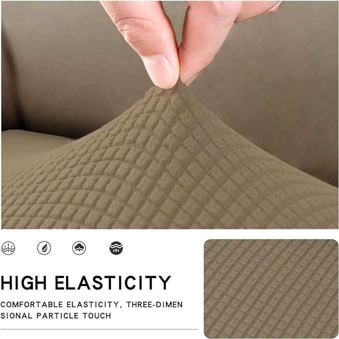 Easy-Going Stretch Loveseat Cushion Cover Sofa Cushion Furniture Protector Sofa Seat Sofa Slipcover Sofa Cover Soft Flexibility with Elastic Bottom(Loveseat Cushion, Tan)