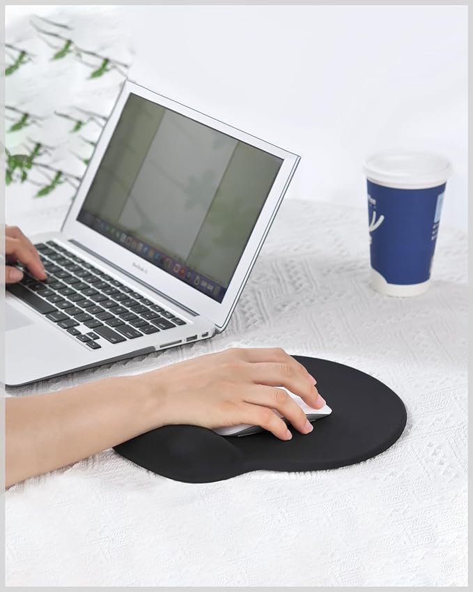Ergonomic Mouse Pad with Wrist Rest, Large Mousepad(10.6'' x 9''), Wrist Support Mouse Mat with Non-Slip Base, Pain Relief for Laptop & Computer (Black)