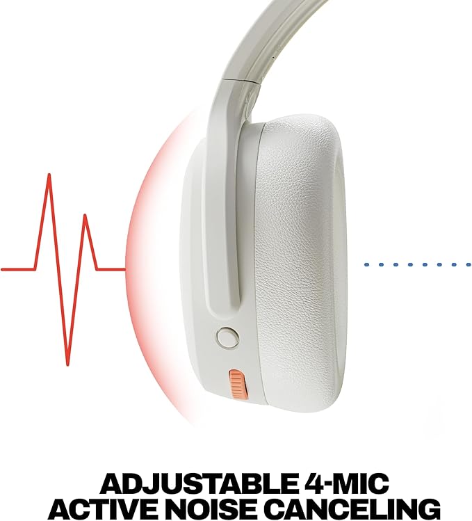 Skullcandy Crusher ANC 2 Over-Ear Noise Canceling Wireless Headphones with Sensory Bass and Charging Cable, 50 Hr Battery, Skull-iQ, Alexa Enabled, Microphone, Works with Bluetooth Devices - Bone