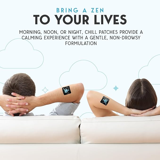 Klova Chill Patches with Clinically Proven Sensoril Ashwagandha, Rhodiola Rosea, Passion Flower, Ginger Root Extract, L-Theanine, GABA and Other Natural Ingredients to Help Destress, Unwind and Relax