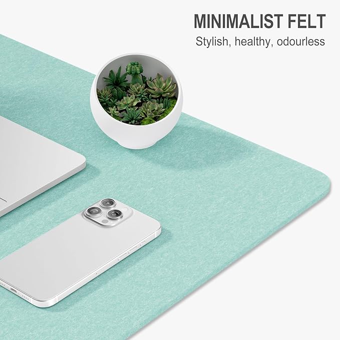 Auhoahsil Felt Desk Mat, Minimalist Large Mouse Pad XXL 35.5 x 15.7 in, Desk Matt for Desktop, Keyboard, Laptop, Computer, Office, Work from Home, Gaming, Light Green