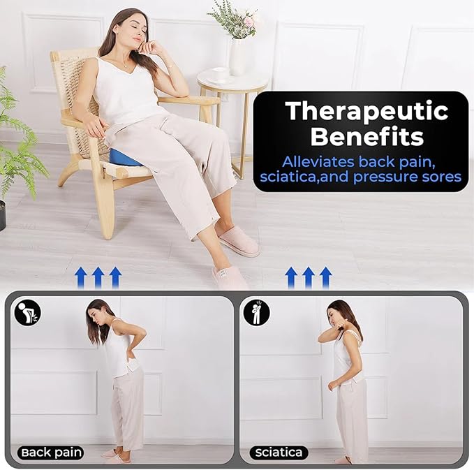 Serene Sitz Orthopedic Seat Cushion, Serensitz Orthopedic Seat Cushion, Ergonomic Memory Foam Seat Cushion for Office Chair Cushion, Car Seat, Airplane, Sciatica & Back Pain Relief (Navy)