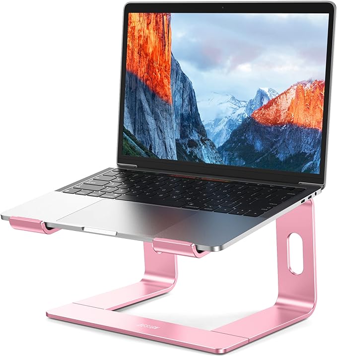 BESIGN LS03 Aluminum Laptop Stand, Ergonomic Detachable Computer Stand, Notebook Holder Compatible with Air, Pro, Dell, HP, Lenovo More 10-15.6" Laptops, Pink