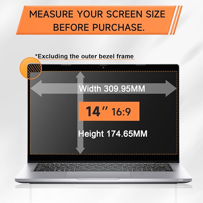 360° Privacy Screen for Laptop 14 Inch 16:9, 4 Way Computer Monitor Privacy Shield, Matte Anti Glare Blue Light Filter Compatible with Lenovo Hp Dell Acer Asus Thinkpad Envy Xps