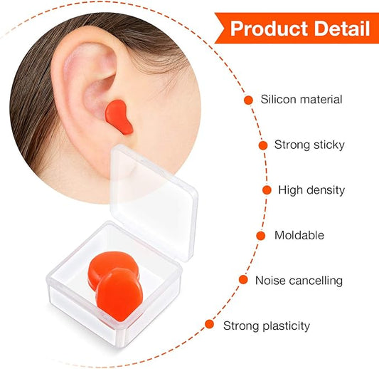 Frienda 21 Pairs Ear Plugs for Sleeping Reusable Moldable Silicone Earplugs Soft Noise Cancelling Earplugs Sound Blocking Ear Plugs with Case for Swimming Concert 32dB NRR (White, Blue, Orange)