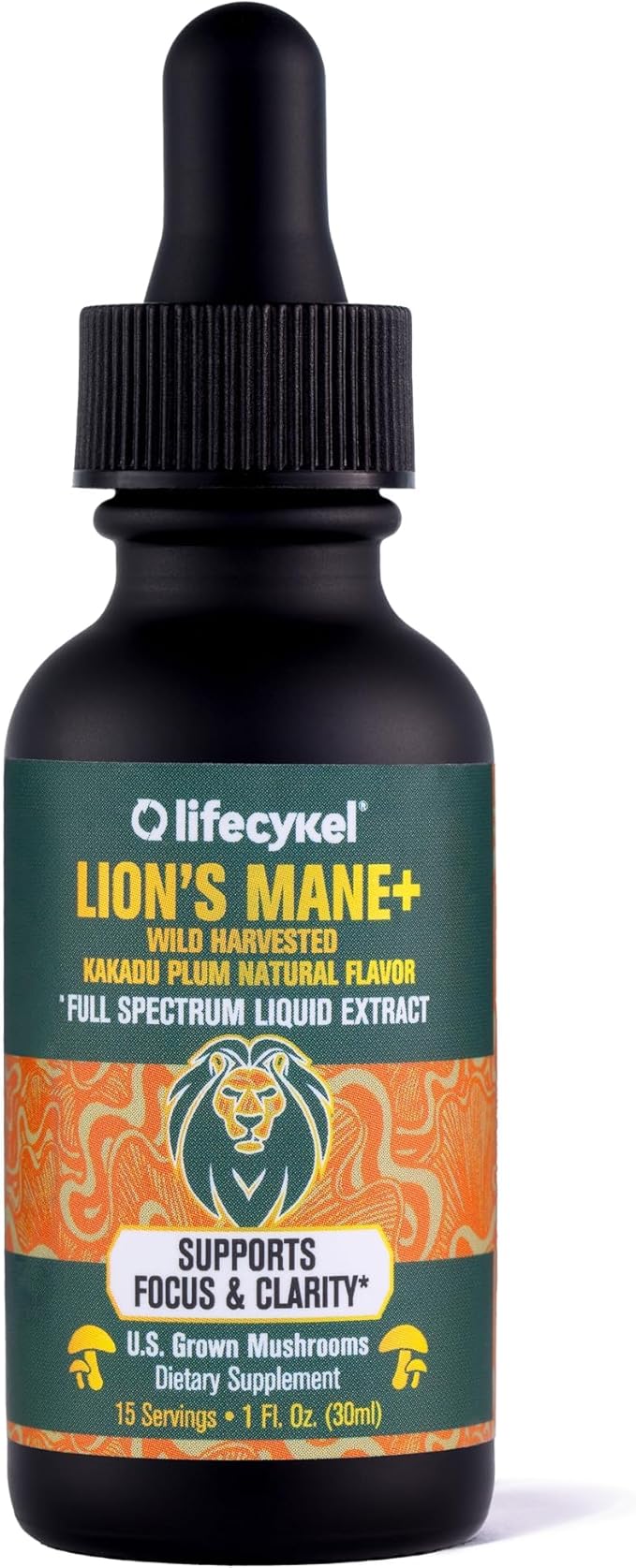 Life Cykel - Lion's Mane Mushroom Extract with Kakadu Plum - Brain Booster Nootropic for Memory, Focus & REM Sleep - Non-GMO, Organic Mushroom Tincture - 1 Fl Oz (15 Servings)