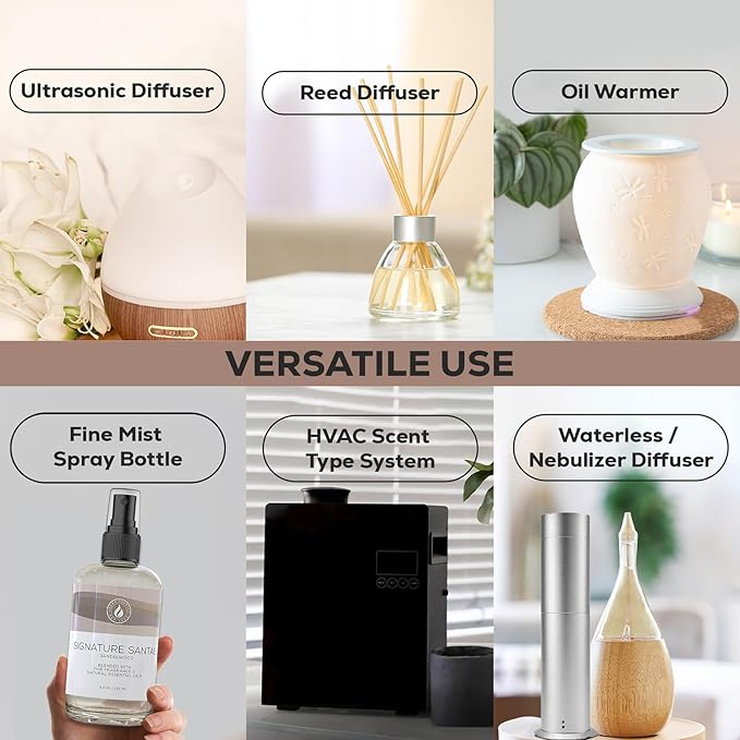 Aroma Country Signature Santal Diffuser Oil - Luxury Essential Oils for Diffuser Refill & Air Freshener Room Spray - Long-Lasting & Natural Home Fragrance, Sandalwood Scented Oil (8.5 Fl. oz)