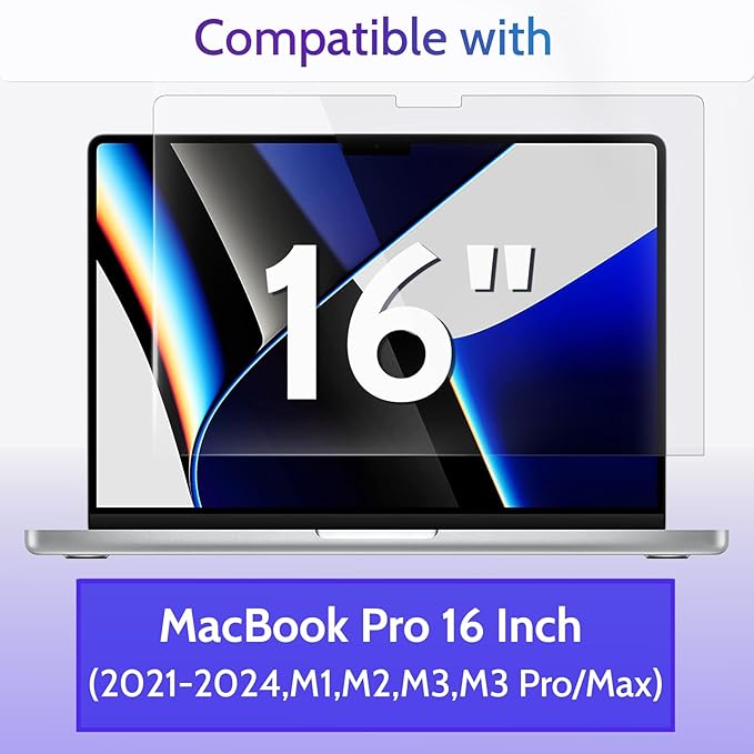 3-Pack Anti Blue Light Screen Protector for MacBook Pro 16 Inch(2021-2024, M1, M2, M3, M4), 16.2" Mac Laptop Glare Filter Uv Blocker Shield Cover Eye Protection Film
