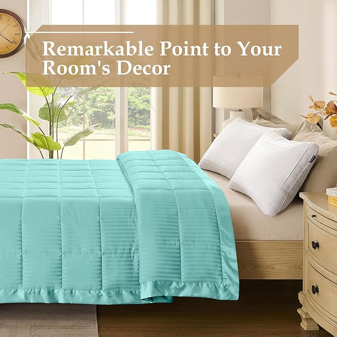 downluxe King Size Blanket with Satin Trim, Lightweight Down Alternative King Blanket for All Season, Machine Washable (Mint Green, 108 x 90 Inch)