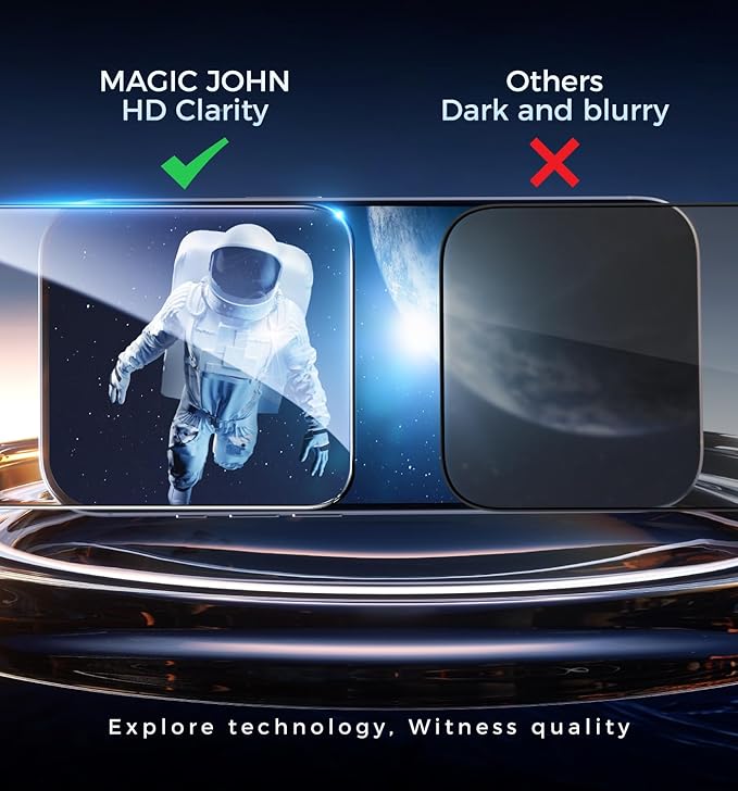 MAGIC JOHN 3rd Gen Upgraded for iPhone 15 Pro Screen Protector 6.1 Inch, HD Clear, Shatterproof Tempered Film, Auto Dust-Elimination, Bubble Free, Easy Installation, 2 Pack