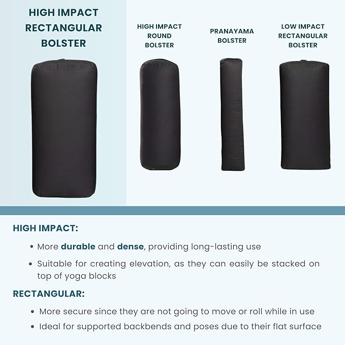 Everyday Yoga Premium Bolster, Meditation Pillow, Super Soft & Lightweight with Carry Handle - Firm Support for Restorative Yoga, Multi-color