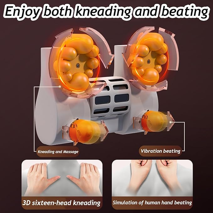 Herfes Neck Massager, Official Herfessmartlife Neck Shoulder Back Massager with Heat & Compression, 16 Massage Nodes, Ergonomic U-Shaped, Deep Tissue 3D Kneading Herfes, Ideal Gift (White-Bags)