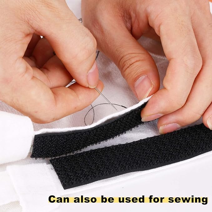 1"x16ft Hook and Loop Straps with 25 Metal Buckles, Adjustable Fastening Cable Straps, Cut-to-Length Cinch Strap, Reusable Nylon Securing Cord Ties for Organizer or Storage, 1 inch Wide, Black