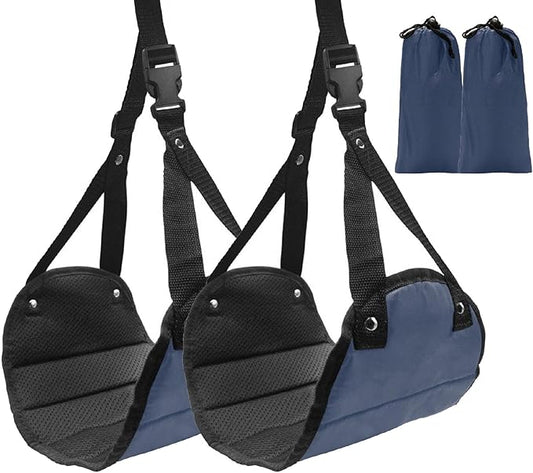 2 Pack Airplane Foot Hammock Travel Footrest - Long Flight Must Haves - Foot Rest for Air Travel,Essentials for Travel & Home (Blue)