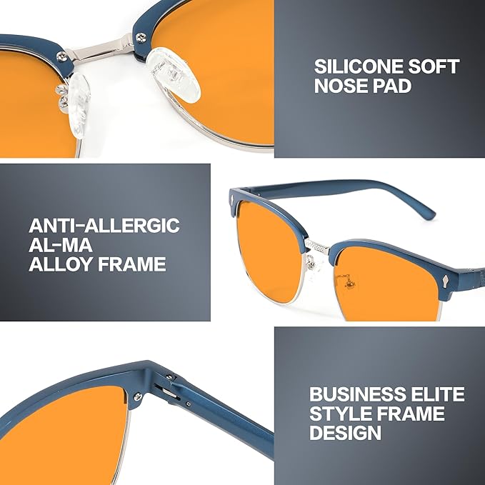 BIRCEN Blue Light Blocking Glasses: Al-Mg Metal Bluelight Computer Clear Glasses for Men Women Anti Eyestrain Office Home