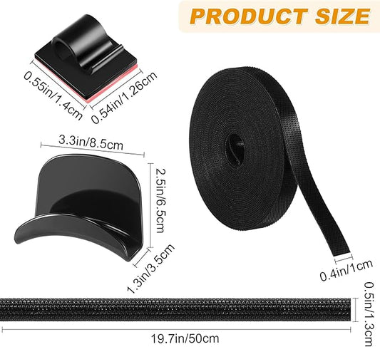 16 Pcs Cable Management Organizer Kit Include Retaining Wire Clips Wire Organizer Sleeve Cable Ties Headphone Hanger Holder for Computer (Black)