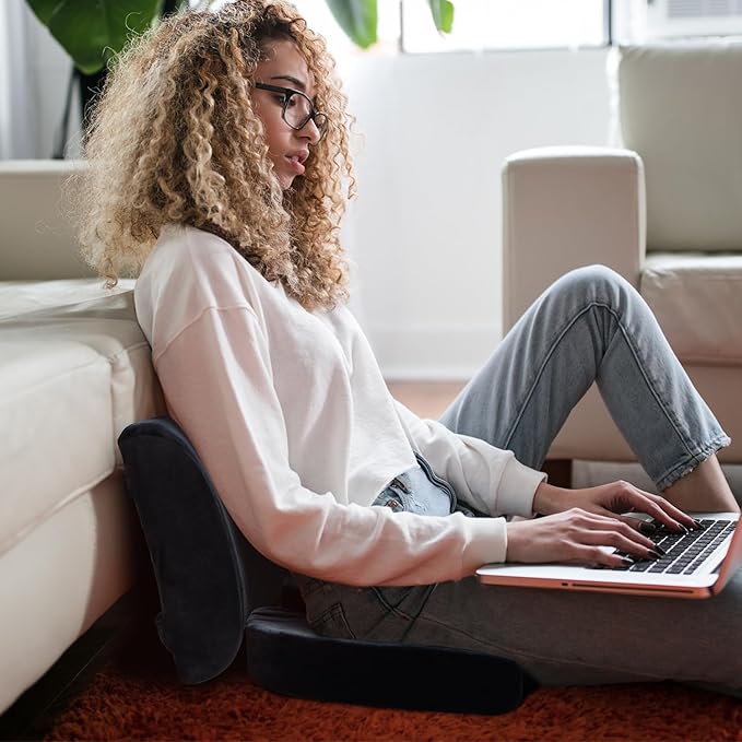 QUTOOL Orthopedic Seat Cushion and Lumbar Support Pillow for Office Chair & Car, Memory Foam with Washable Cover Ergonomic Desk Chair Cushion for Tailbone, Lower Back Pain, Sciatica Relief